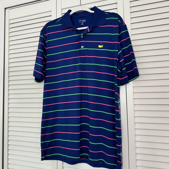 Masters Tech Performance Multicolor Striped Polo Shirt Sz M Preppy Golf - Picture 4 of 5